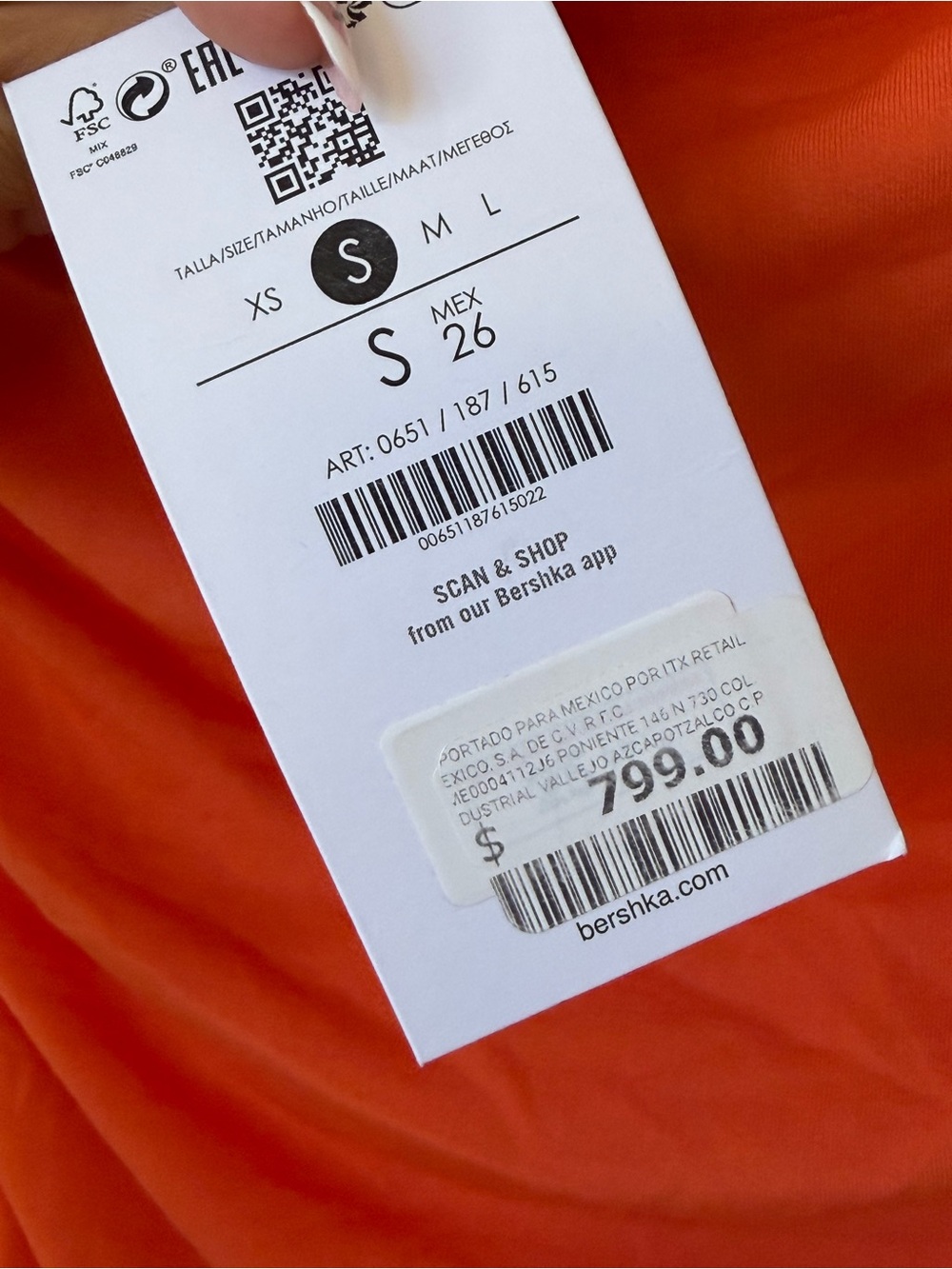 Bershka Strapless Orange Ruffle Midi Dress - Picture 5 of 6